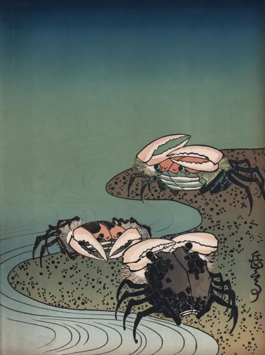Framed Print : Art of Japan, Crabs on a beach Framed Print : Art of Japan, Crabs on a beach