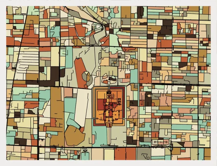 Framed Print : art map of Beijing city, point the Palace Museum Framed Print : art map of Beijing city, point the Palace Museum