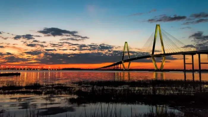 Framed Print : arther ravenel bridge at twilight hour Framed Print : arther ravenel bridge at twilight hour