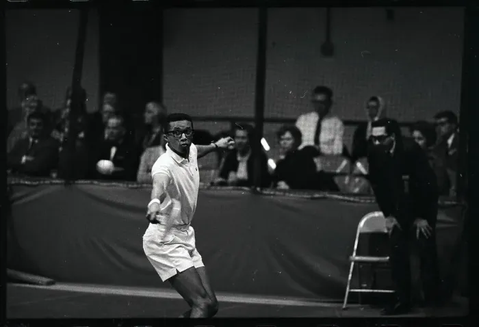 Framed Print : Arthur Ashe Playing Tennis Game Framed Print : Arthur Ashe Playing Tennis Game
