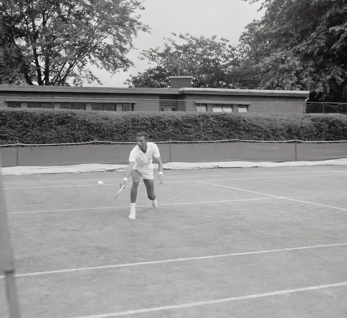 Framed Print : Arthur Ashe Playing in Wimbledon Tournament Framed Print : Arthur Ashe Playing in Wimbledon Tournament