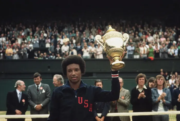 Framed Print : Arthur Ashe With Wimbledon Trophy Framed Print : Arthur Ashe With Wimbledon Trophy