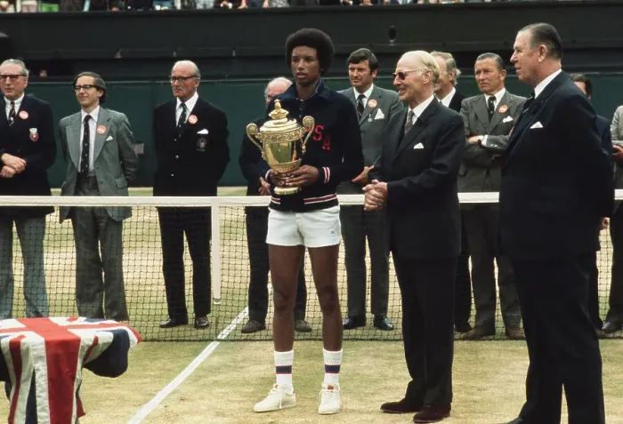 Framed Print : Arthur Ashe With Wimbledon Trophy Framed Print : Arthur Ashe With Wimbledon Trophy