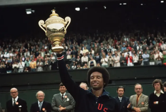 Framed Print : Arthur Ashe With Wimbledon Trophy Framed Print : Arthur Ashe With Wimbledon Trophy