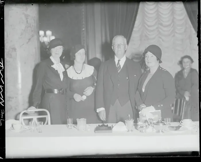 Framed Print : Arthur Brisbane Posing with Women at Luncheon Framed Print : Arthur Brisbane Posing with Women at Luncheon