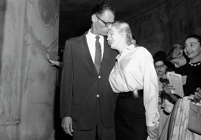 Framed Print : Arthur Miller Kissing Marilyn Monroe Framed Print : Arthur Miller Kissing Marilyn Monroe