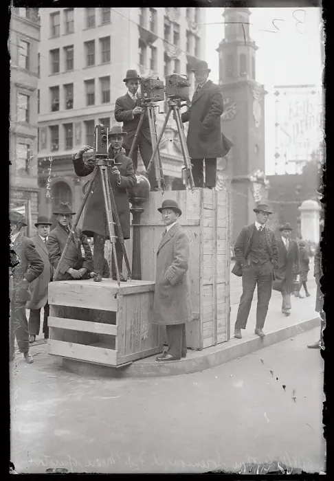 Framed Print : Arthur Screnson and Others Filming from Boxes Framed Print : Arthur Screnson and Others Filming from Boxes