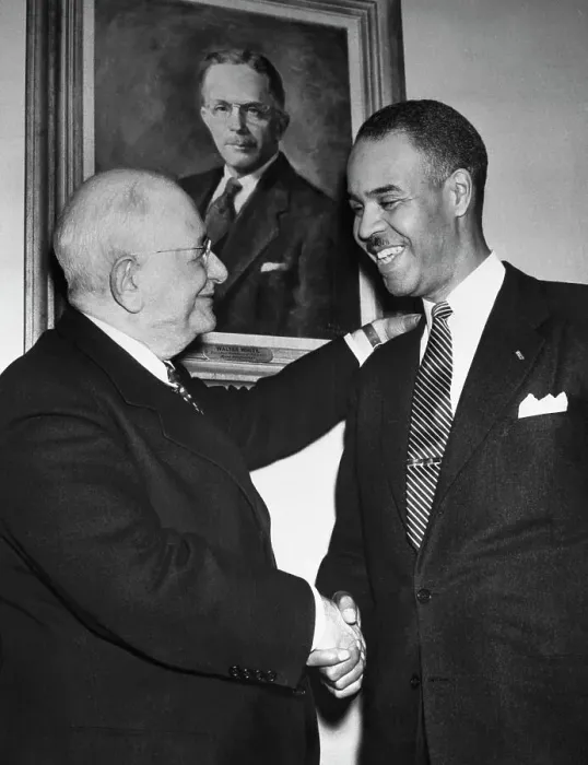 Framed Print : Arthur Spingarn Shaking Hands with Roy Wilkins Framed Print : Arthur Spingarn Shaking Hands with Roy Wilkins