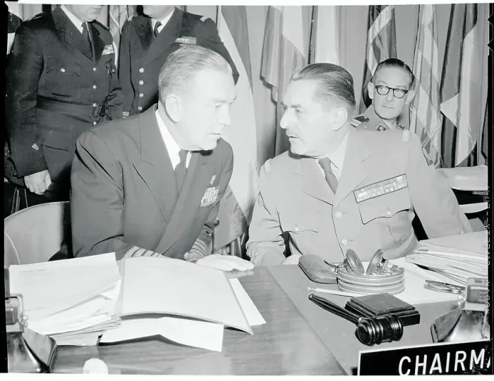 Framed Print : Arthur W. Radford Talking with Augustin Guillaume Framed Print : Arthur W. Radford Talking with Augustin Guillaume