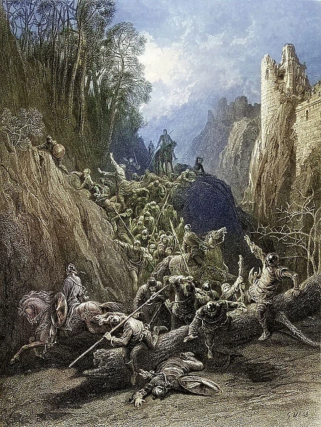 Arthurian Legend, The Flight of the Boon Companions of Earl Limours, by Gustave Dore