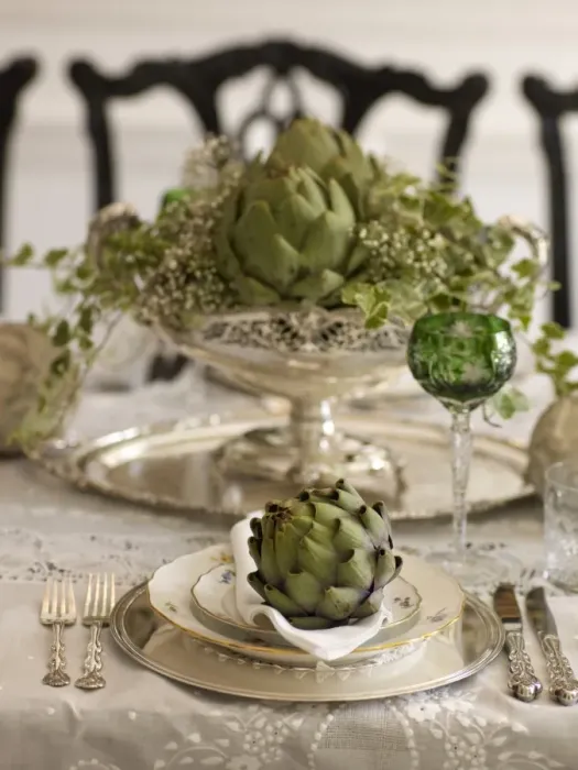 Framed Print : Artichoke on fine china in a luxurious ambience Framed Print : Artichoke on fine china in a luxurious ambience