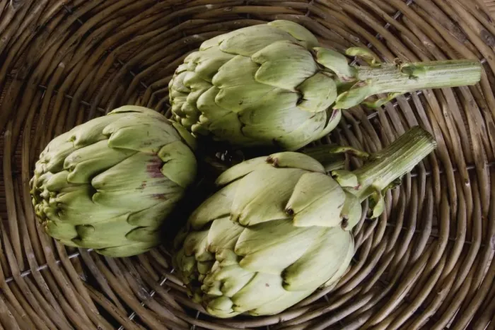Framed Print : Three artichokes -Cynara cardunculus- in a basket Framed Print : Three artichokes -Cynara cardunculus- in a basket