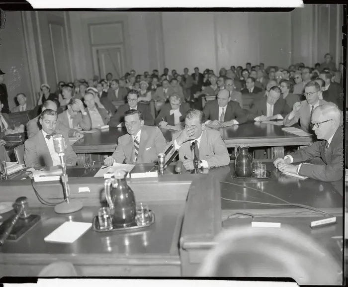 Framed Print : Artie Shaw Wiping his Eyes During Testimony Framed Print : Artie Shaw Wiping his Eyes During Testimony