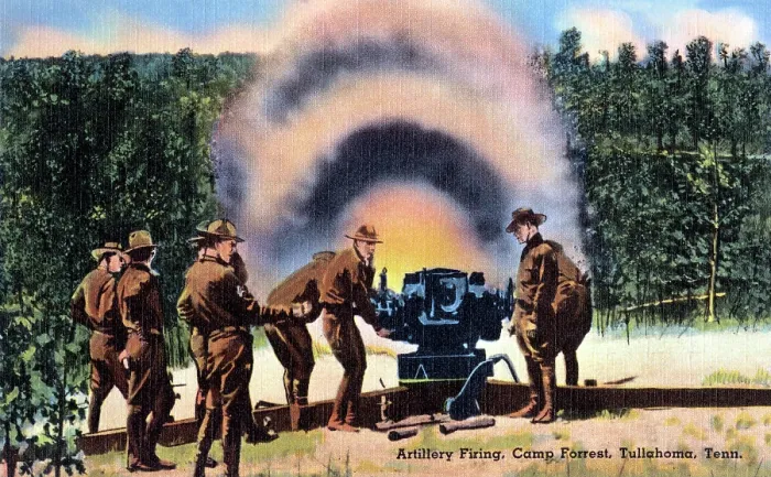 Framed Print : Artillery firing, Camp Forest Framed Print : Artillery firing, Camp Forest