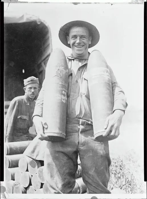 Framed Print : Artillery Man Carrying Large Shells Framed Print : Artillery Man Carrying Large Shells