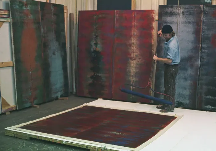 Framed Print : Artist Max Gimblett At Work Framed Print : Artist Max Gimblett At Work