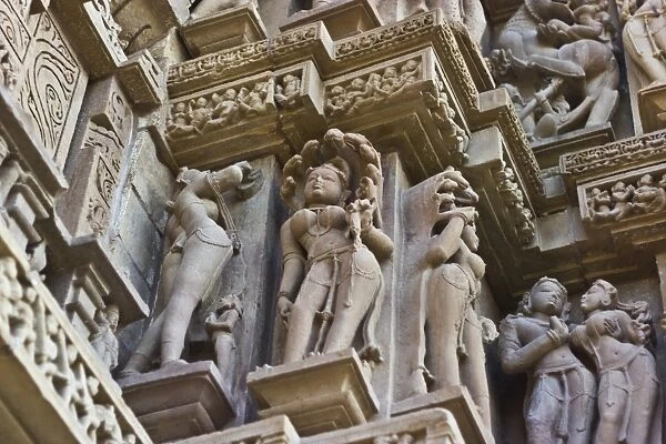 Artistic sculptures of Khajuraho Temples, Chhatarpur District, Madhya Pradesh, India