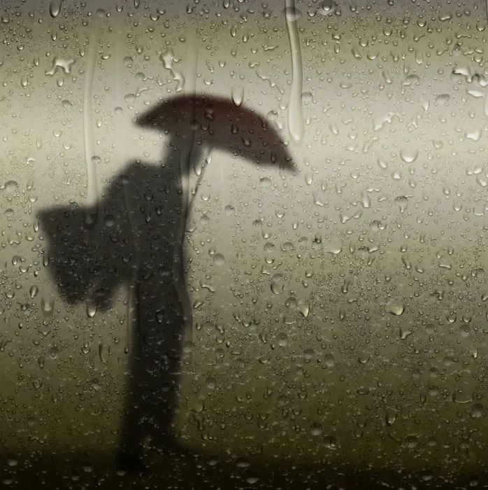Framed Print : Artistic silhouette person with umbrella Framed Print : Artistic silhouette person with umbrella
