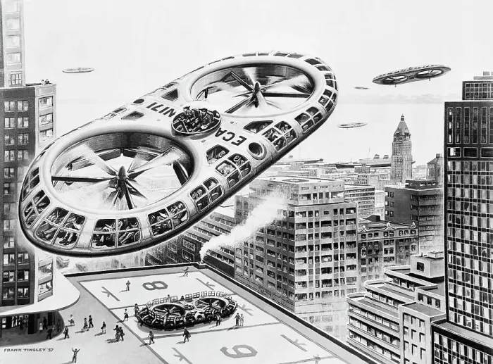 Framed Print : Artist'S Conception Of Flying Bus Framed Print : Artist'S Conception Of Flying Bus