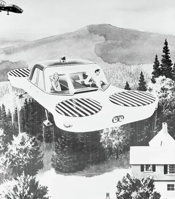 Framed Print : Artist's Conception of Flying Sedan Framed Print : Artist's Conception of Flying Sedan