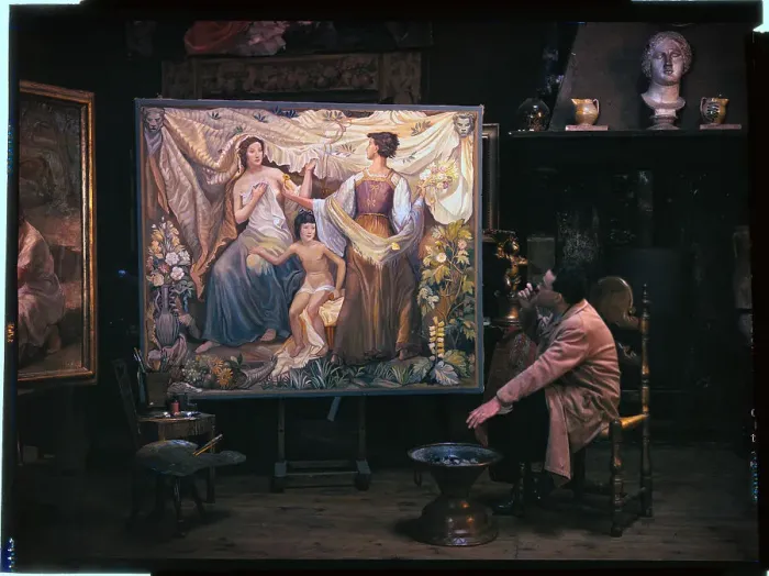 Framed Print : Artists Looking at Tapestry Framed Print : Artists Looking at Tapestry