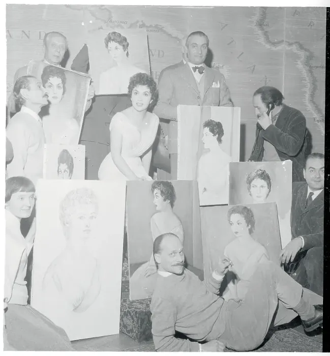 Framed Print : Artists Surrounding Gina Lollobrigida with Their Paintings Framed Print : Artists Surrounding Gina Lollobrigida with Their Paintings