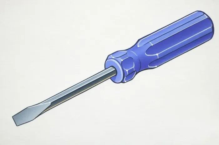 Framed Print : Artwork of a blue handled screwdriver Framed Print : Artwork of a blue handled screwdriver