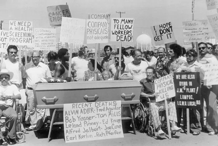 Framed Print : Asbestos Workers Protesting Framed Print : Asbestos Workers Protesting