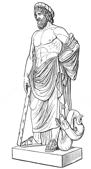 Framed Print : Asclepius statue engraving 1895 Framed Print : Asclepius statue engraving 1895