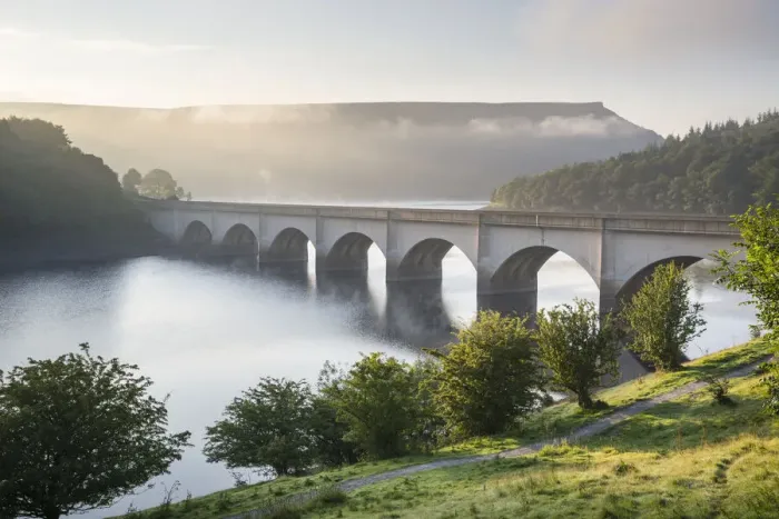 Framed Print : Ashopton viaduct on a September morning, Peak District, England Framed Print : Ashopton viaduct on a September morning, Peak District, England