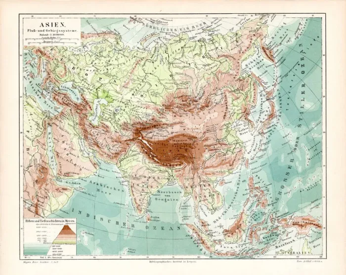 Framed Print : Asia geological map 1895 Framed Print : Asia geological map 1895