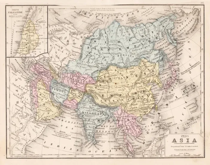 Framed Print : Asia map 1867 Framed Print : Asia map 1867