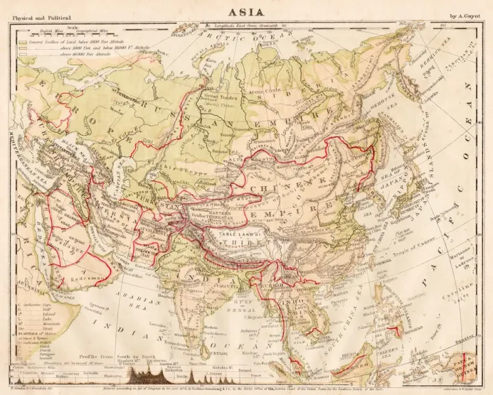 Framed Print : Asia map 1867 Framed Print : Asia map 1867