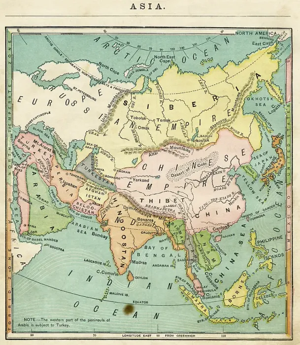 Framed Print : Asia map 1876 Framed Print : Asia map 1876
