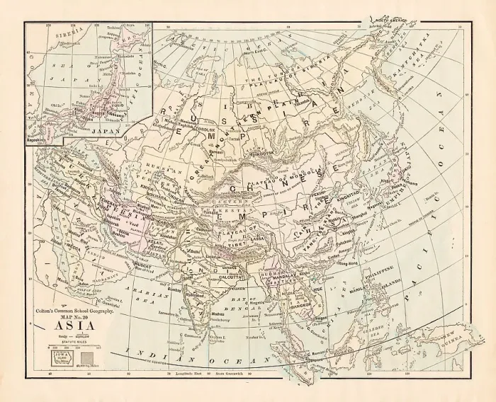 Framed Print : Asia map 1881 Framed Print : Asia map 1881