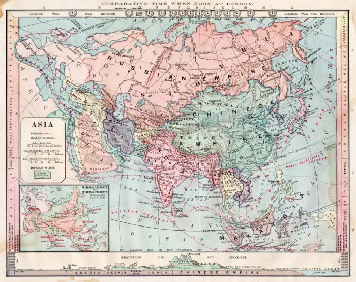 Framed Print : Asia map 1886 Framed Print : Asia map 1886
