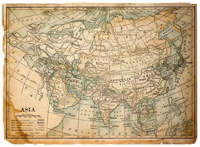 Framed Print : Asia map 1898 Framed Print : Asia map 1898