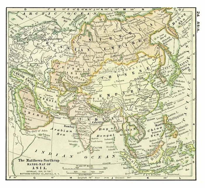 Framed Print : Asia map 1898 Framed Print : Asia map 1898