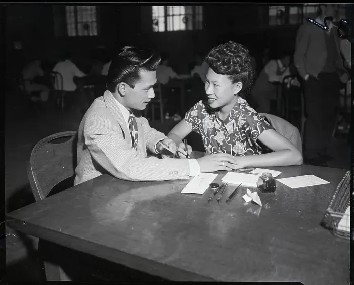 Framed Print : Asian Woman Registers Husband For Draft Framed Print : Asian Woman Registers Husband For Draft
