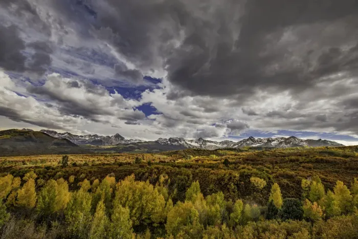 Framed Print : Aspen trees and Sneffels Range in autumn, Mount Sneffels Wilderness, Uncompahgre National Forest, Colorado, USA