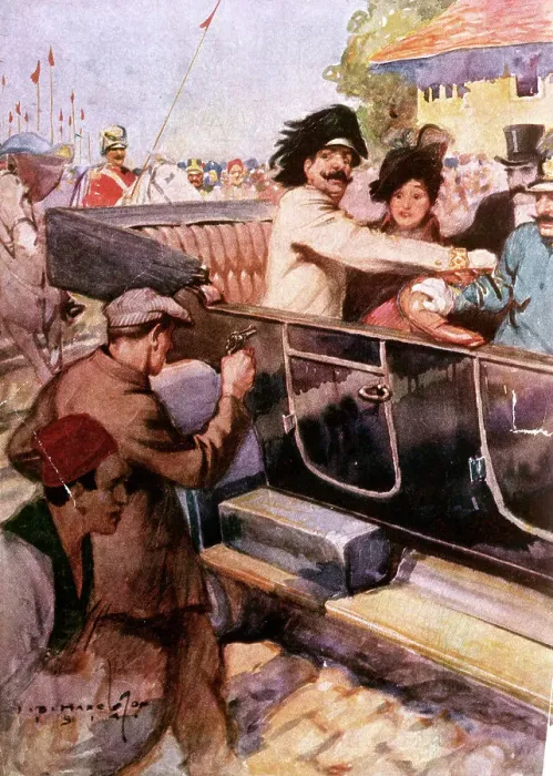 Framed Print : The Assassination of Archduke Ferdinand and His Wife by I.B. Hazelton