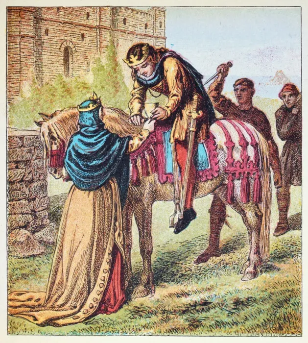 Framed Print : Assassination of King Edward the Martyr by Queen Dowager AElfthryth, 978AD, Corfe Castle Framed Print : Assassination of King Edward the Martyr by Queen Dowager AElfthryth, 978AD, Corfe Castle