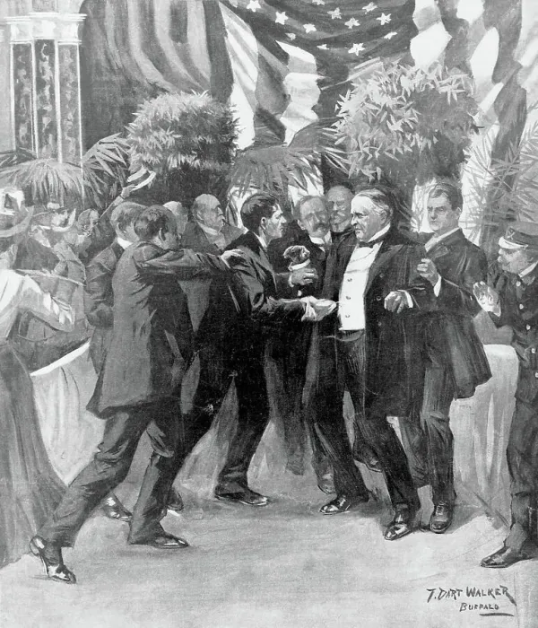 Framed Print : Assassination of President McKinley by T. Dart Walker
