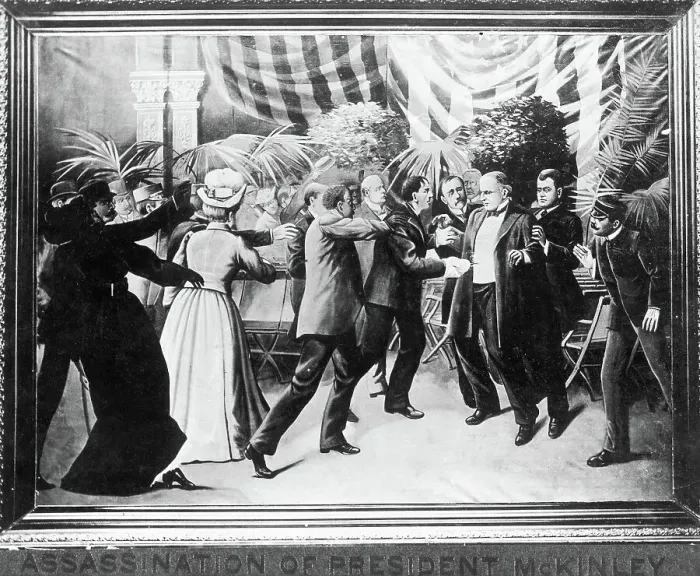 Framed Print : Assassination of President McKinley (Wash Drawing) by T. Dart Walker Framed Print : Assassination of President McKinley (Wash Drawing) by T. Dart Walker