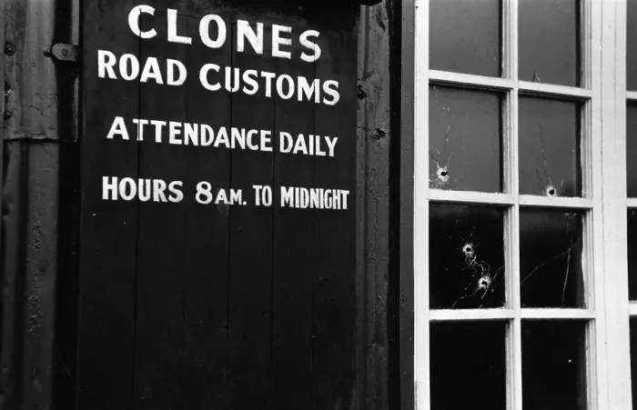 Framed Print : Assassins. 31st December 1956: The Clones Road customs post in Ulster Framed Print : Assassins. 31st December 1956: The Clones Road customs post in Ulster