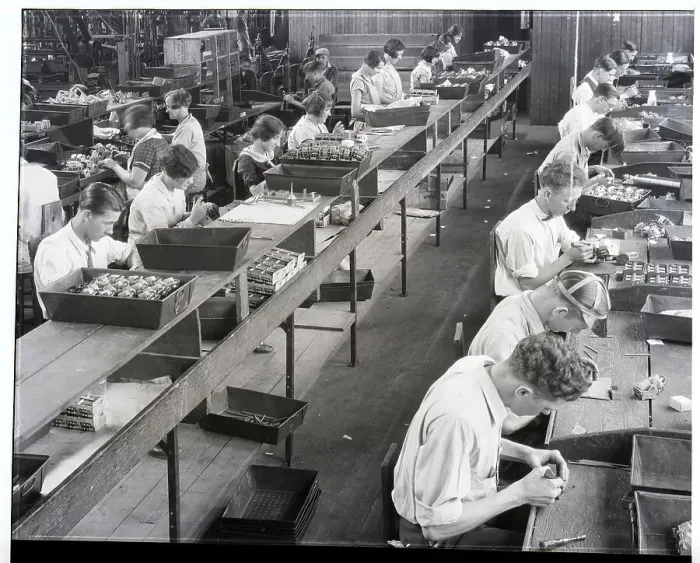 Framed Print : Assembling Radio Parts