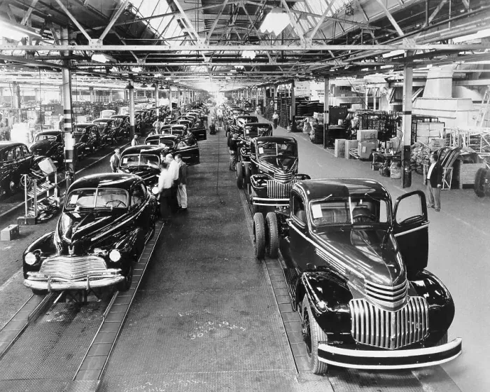 Framed Print : Two Assembly Lines of Civilian Autos Framed Print : Two Assembly Lines of Civilian Autos