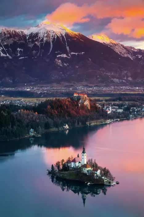 Framed Print : Assumption of Mary Church and Lake Bled View from Top, Slovenia Framed Print : Assumption of Mary Church and Lake Bled View from Top, Slovenia