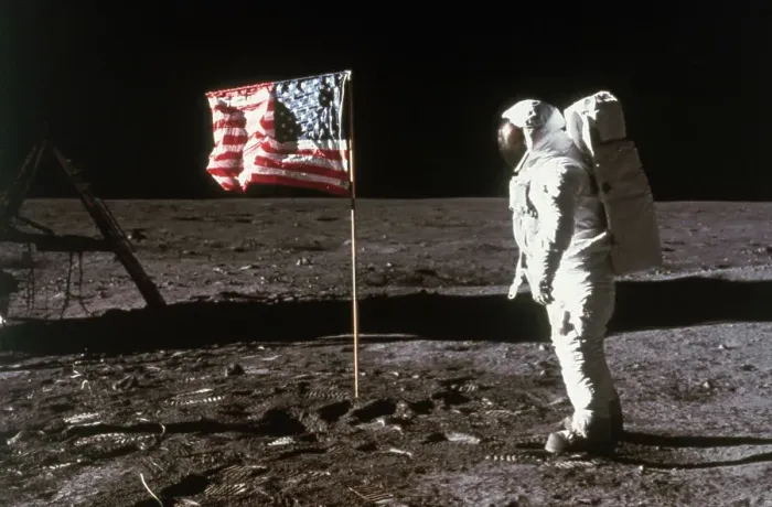 Framed Print : Astronaut Aldrin and American Flag on the Moon Framed Print : Astronaut Aldrin and American Flag on the Moon