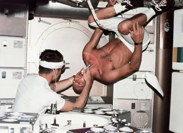 Framed Print : Astronaut Gets Upside-Down Oral Exam Framed Print : Astronaut Gets Upside-Down Oral Exam